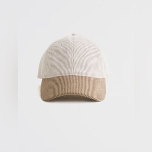 Abercrombie Corduroy Two Toned Beige Dad Baseball Cap Hat One Size